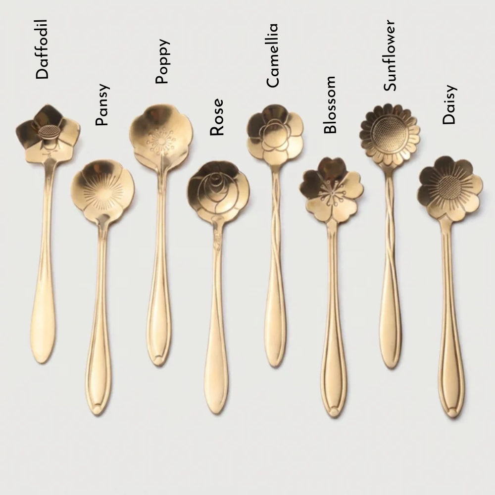 Flower Spoons - Stainless Steel - Silver, Gold & Rose Gold - PREORDER NOW, ARRIVING IN 7-10 DAYS!