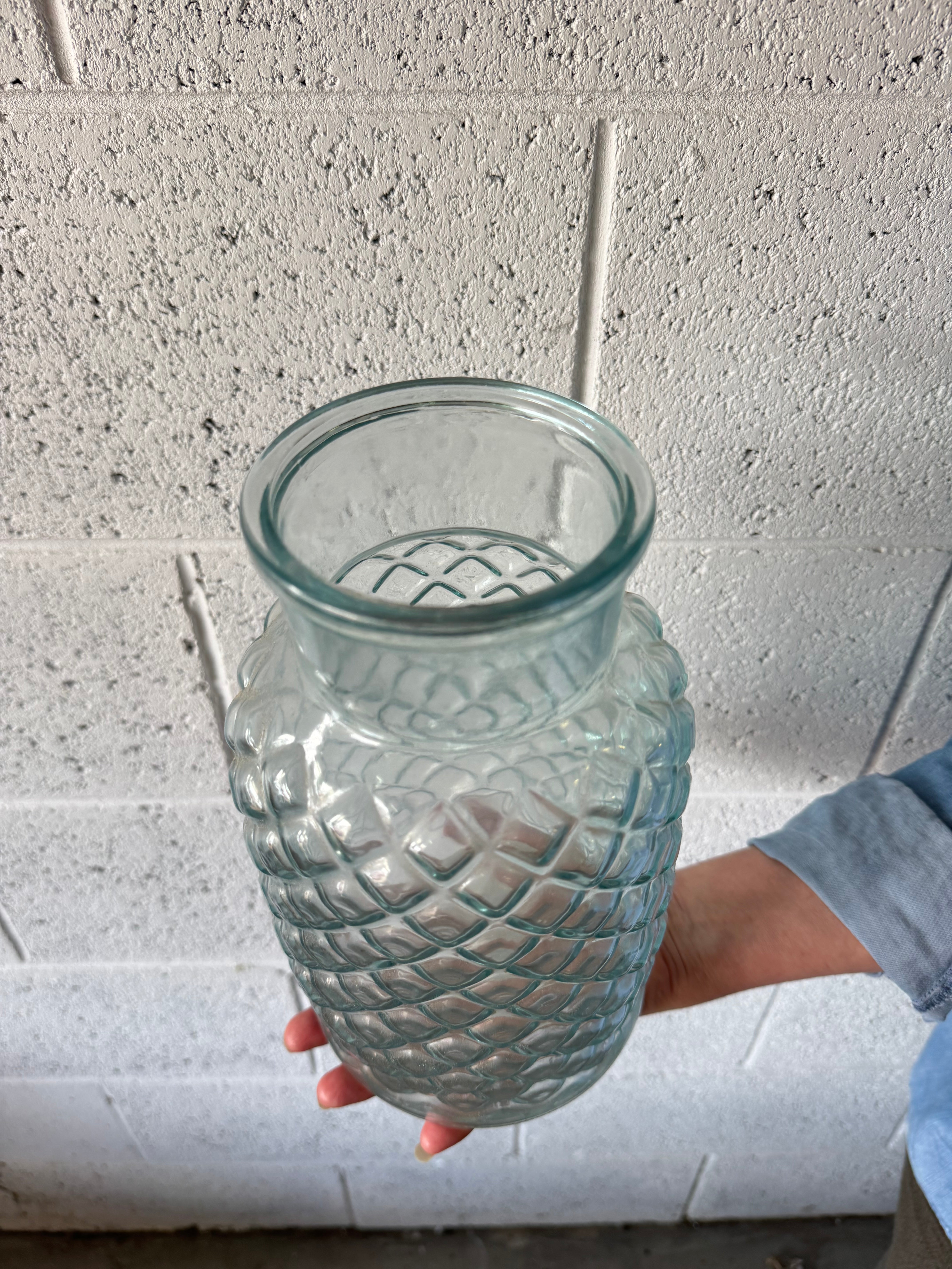 Vase - Clear Glass Pineapple Large.