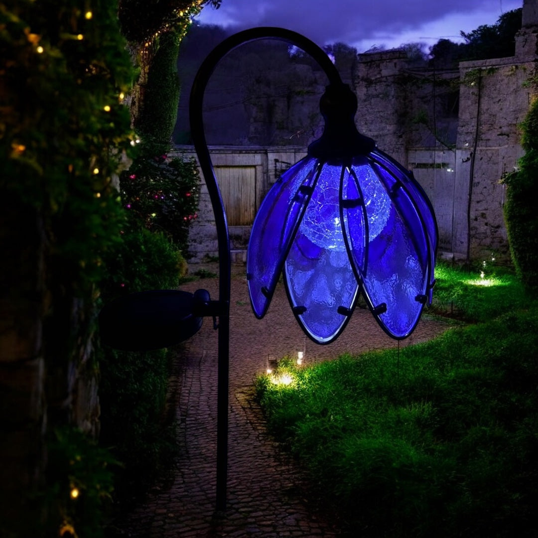 Solar Light Flower - Blue or Green Glass
