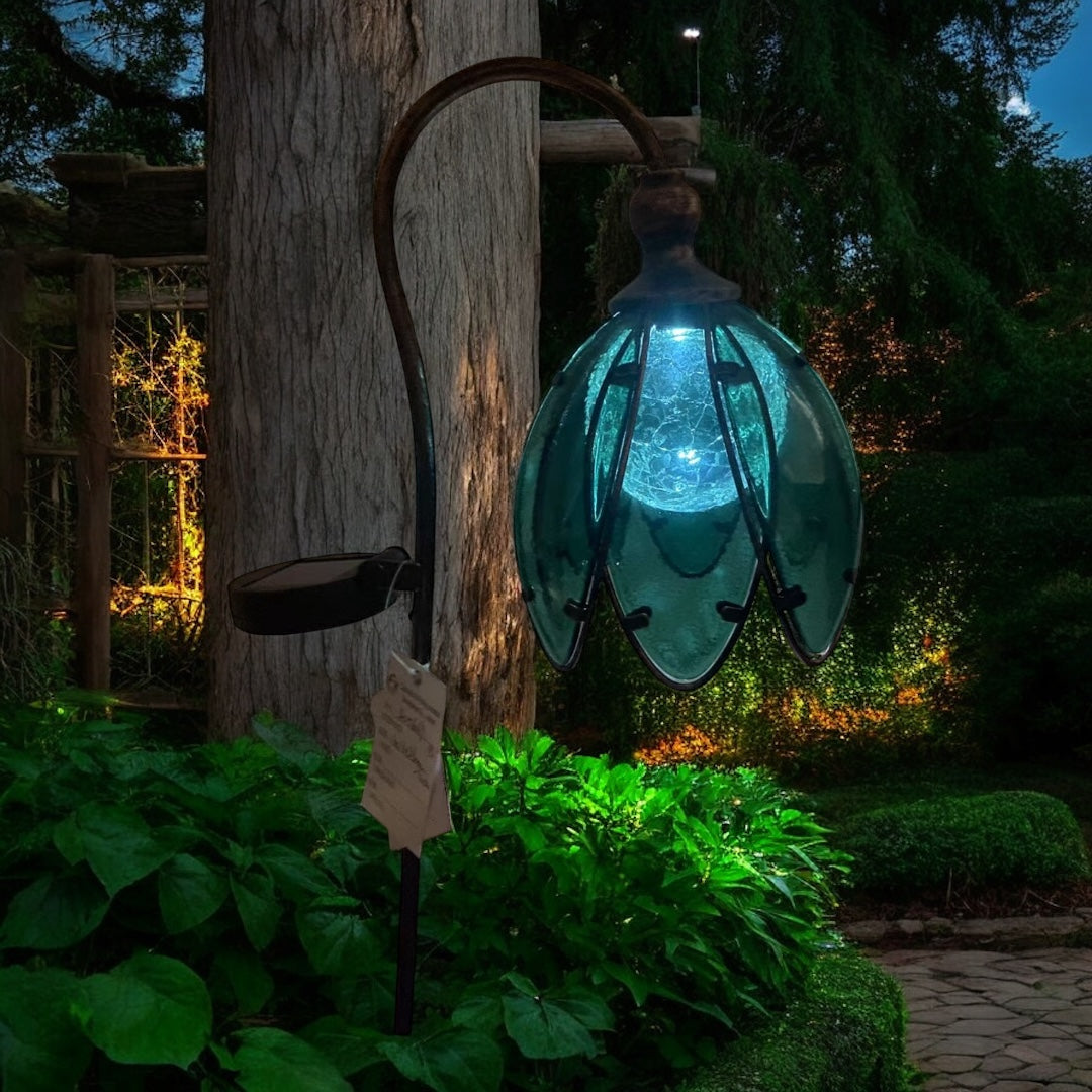 Solar Light Flower - Blue or Green Glass