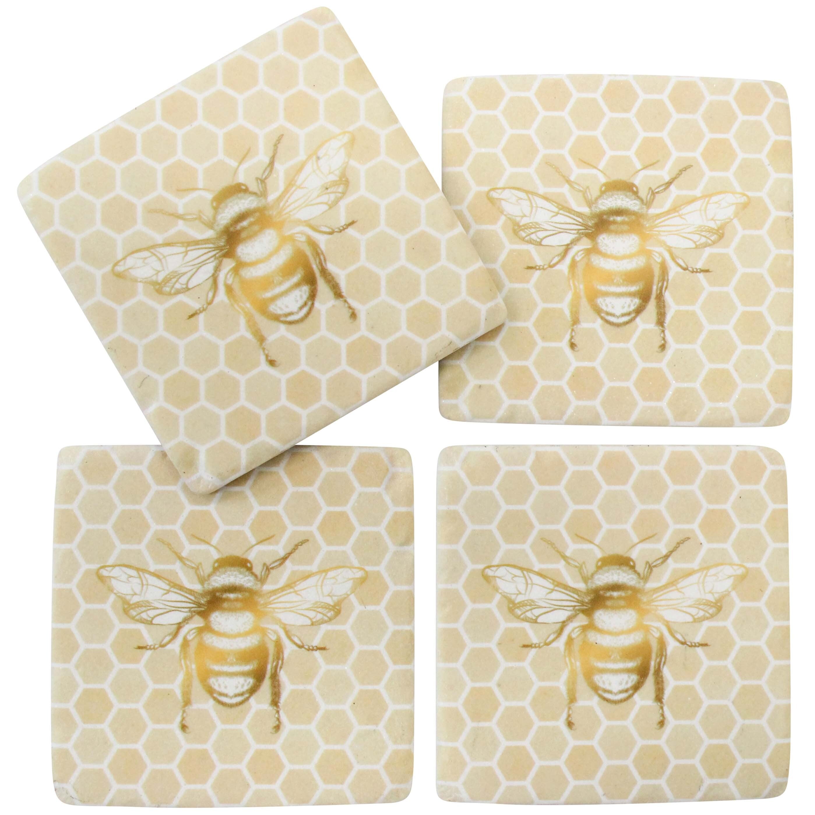 Coasters - Bee on Honeycomb - set of 4