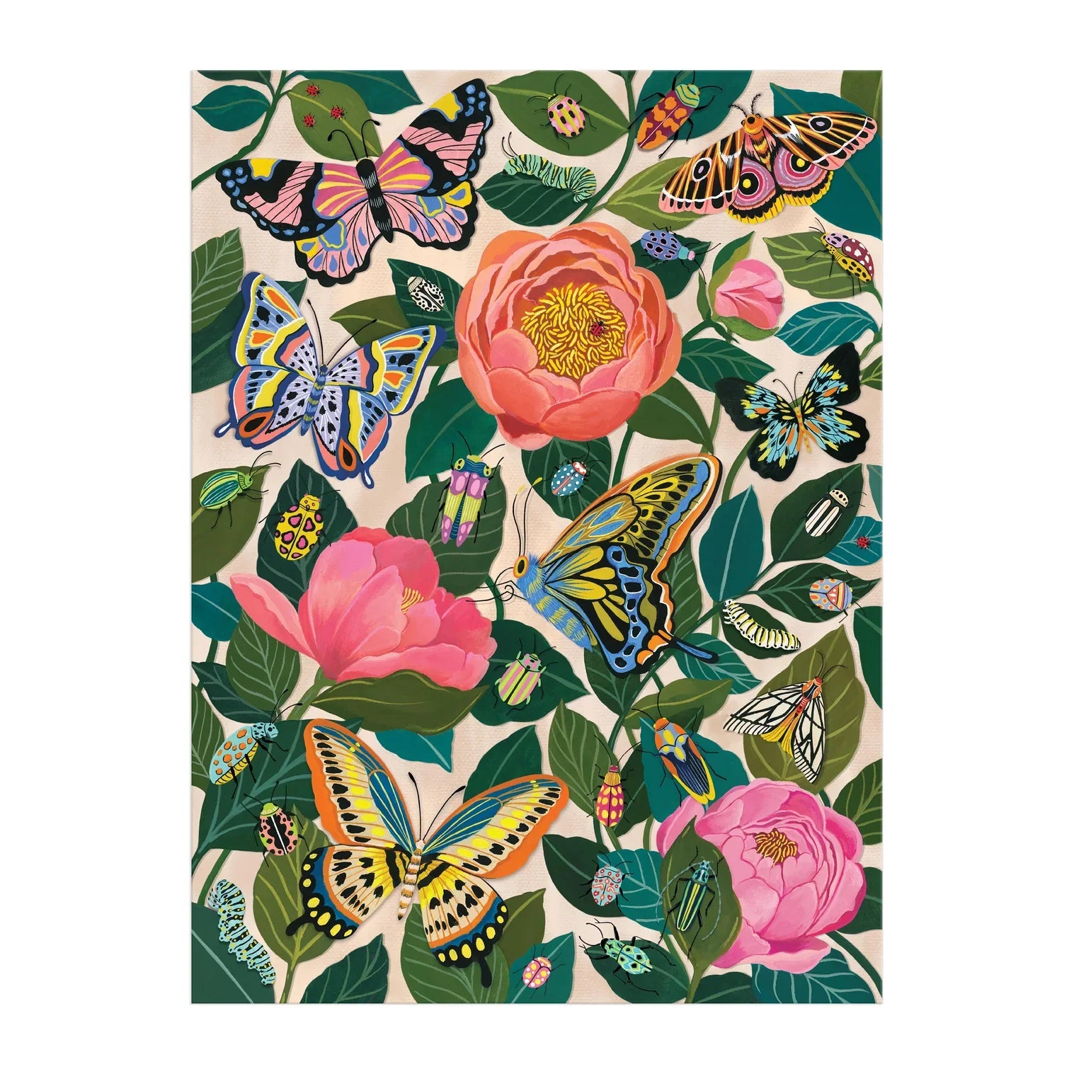 Floral and butterfly pattern poster