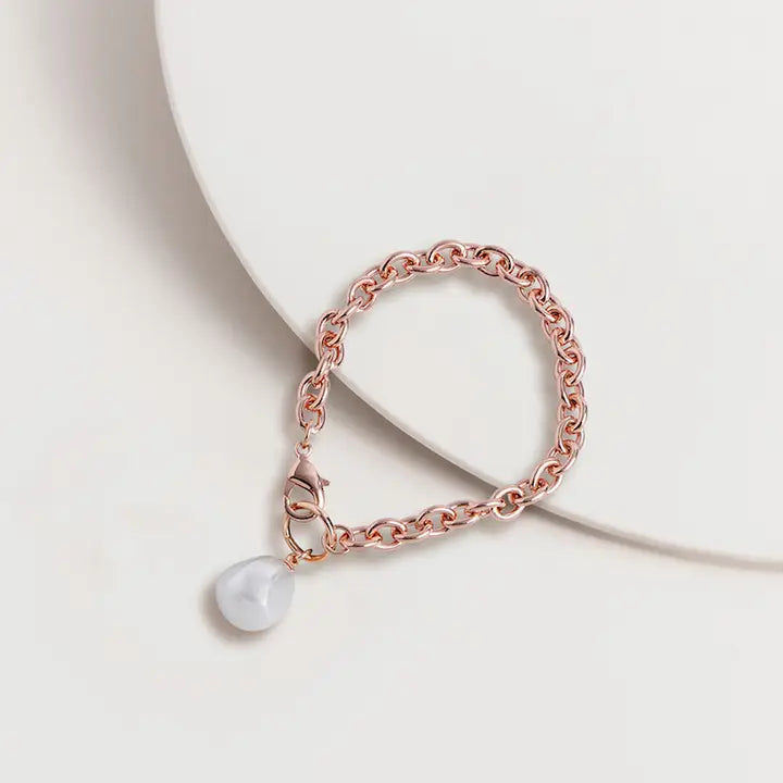 Bracelet - Chain Link with Pearl Charm