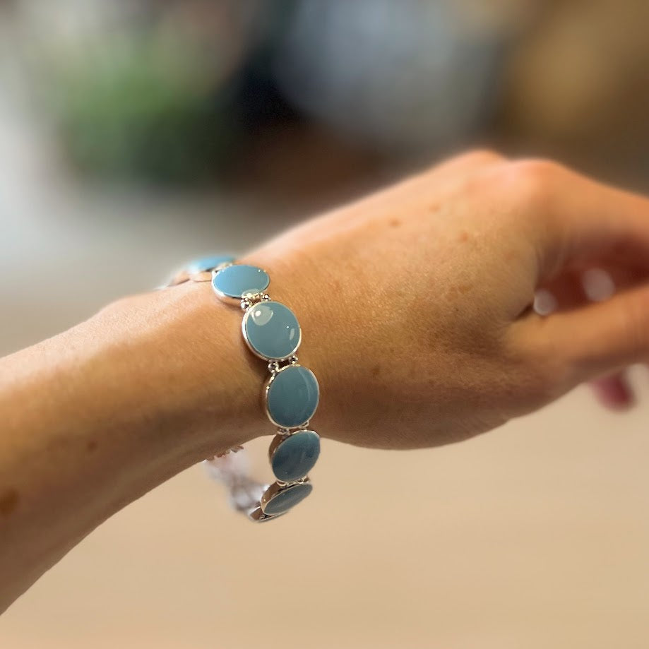 Bracelet - Enamel Disc Stretch Various Colours