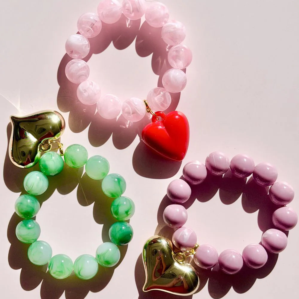 Bracelet - Bubble and Gold Heart Emerald Green