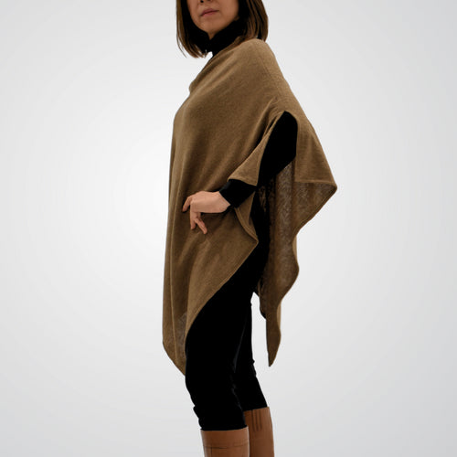 Poncho Brown Wool Acrylic Mix
