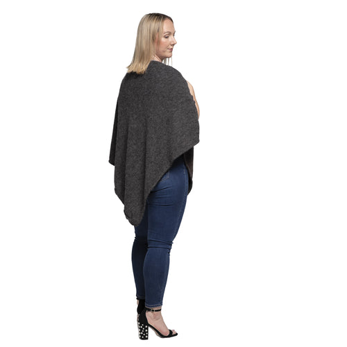 Poncho Charcoal Wool Acrylic Mix