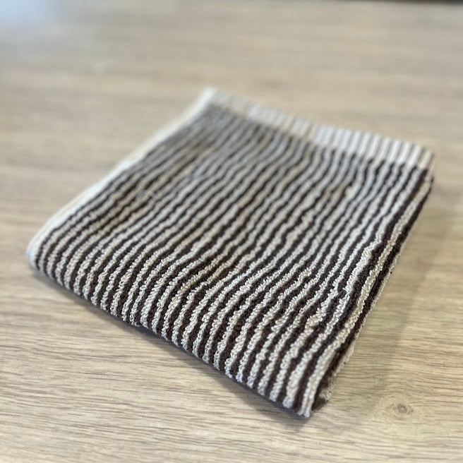 100% Cotton Towels - Cocoa/Bone Stripe