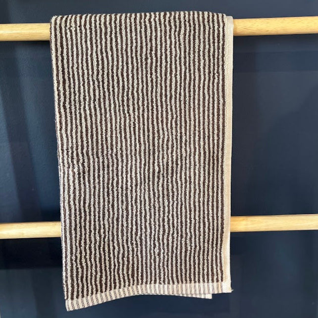 100% Cotton Towels - Cocoa/Bone Stripe