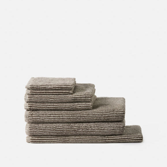 100% Cotton Towels - Cocoa/Bone Stripe