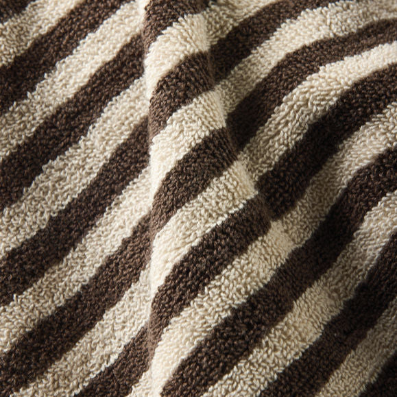 100% Cotton Bath Towels - Cocoa/Bone Wide Stripe