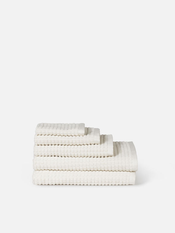 100% Cotton Towels - Cream Grid