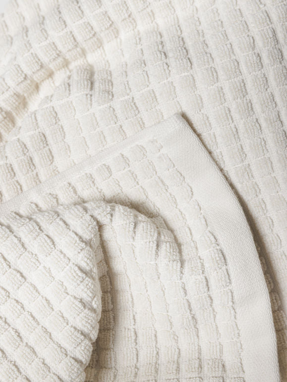 100% Cotton Towels - Cream Grid