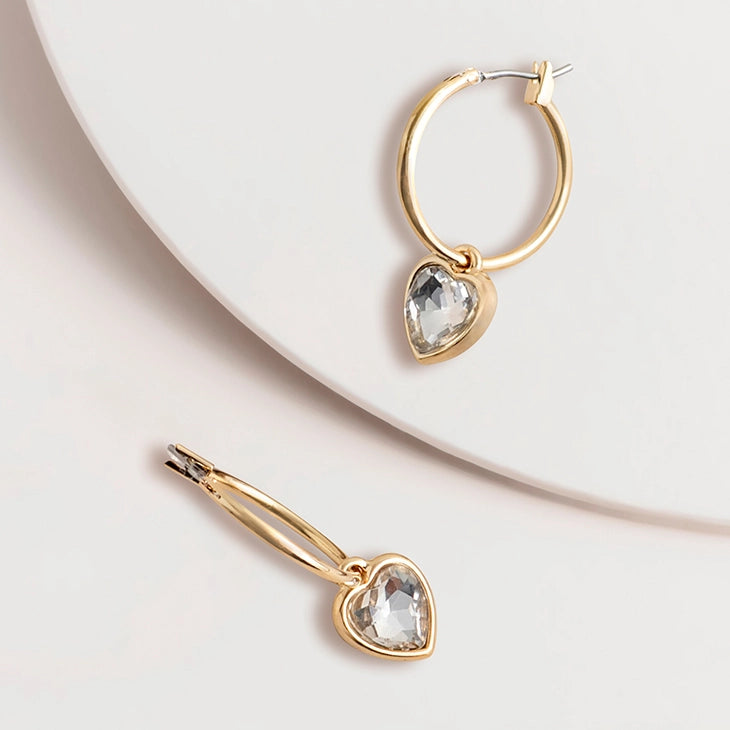 Earrings - Crystal Heart Hoop Earrings