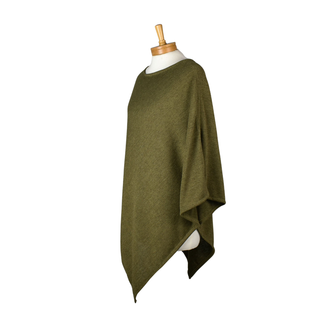 Poncho Dark Olive Wool Acrylic Mix