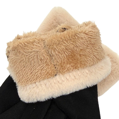 Gloves - Faux Fur Double Layer Black