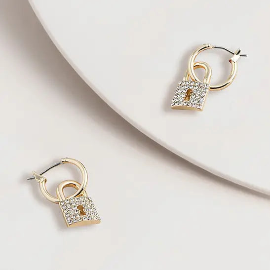 Earrings - Crystal Lock Hoop
