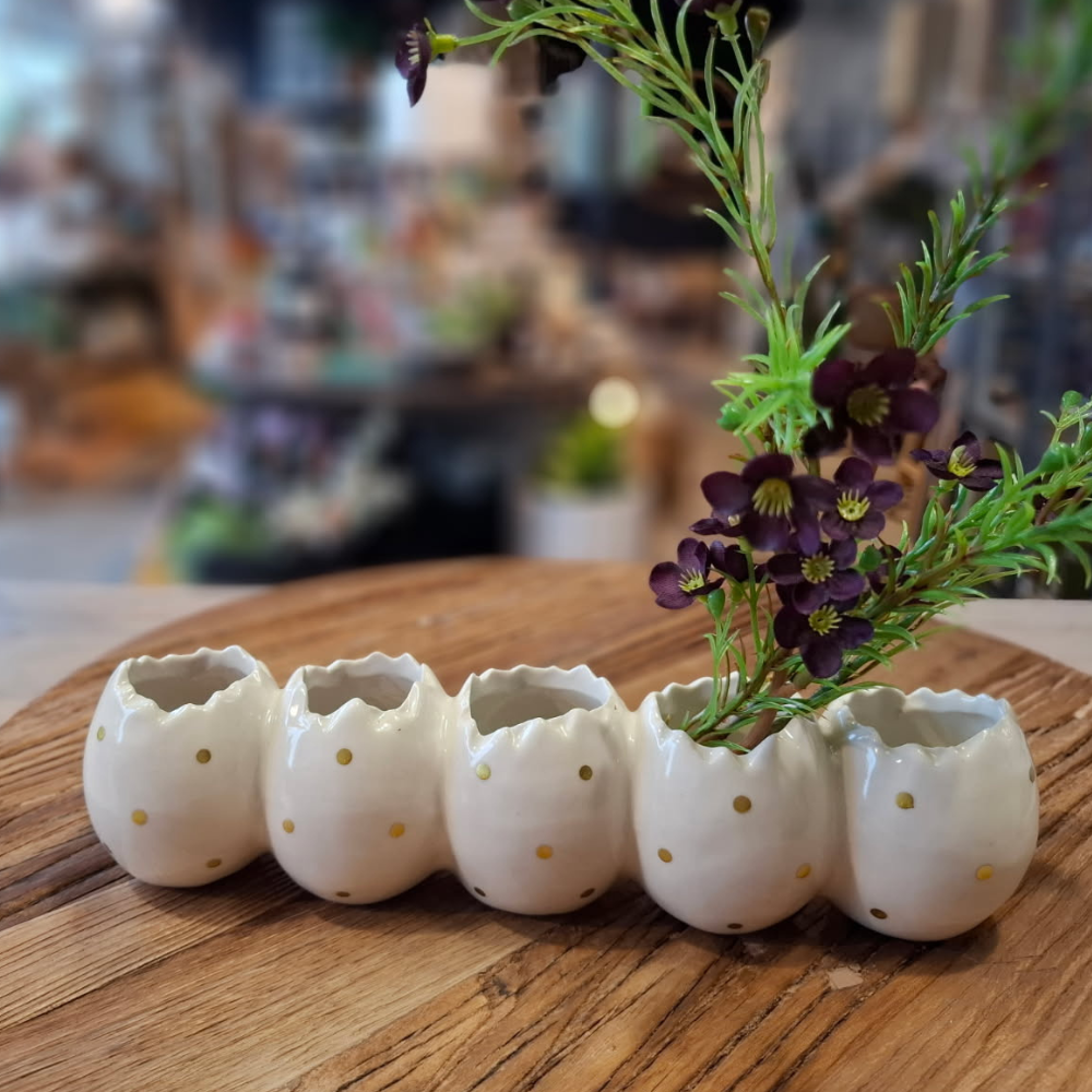 Egg Ceramic Vase with gold dots