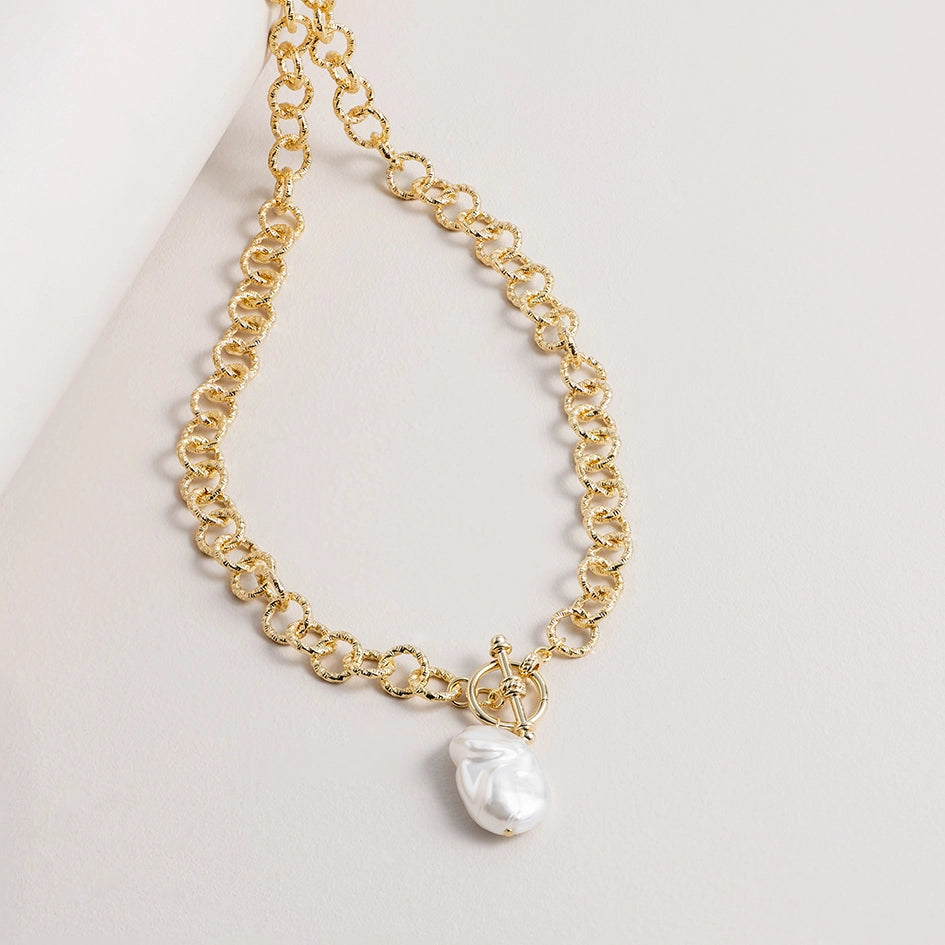 Necklace - Fancy Chain and Pearl FOB