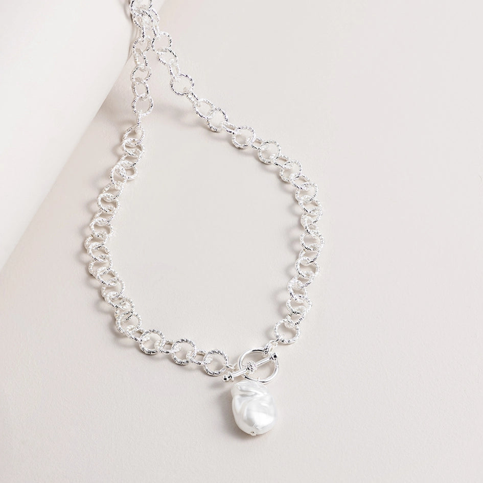 Necklace - Fancy Chain and Pearl FOB