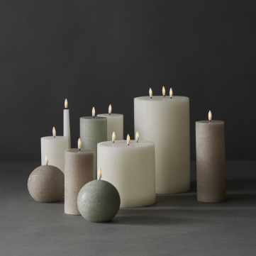 Group of pillar candles with LED wicks