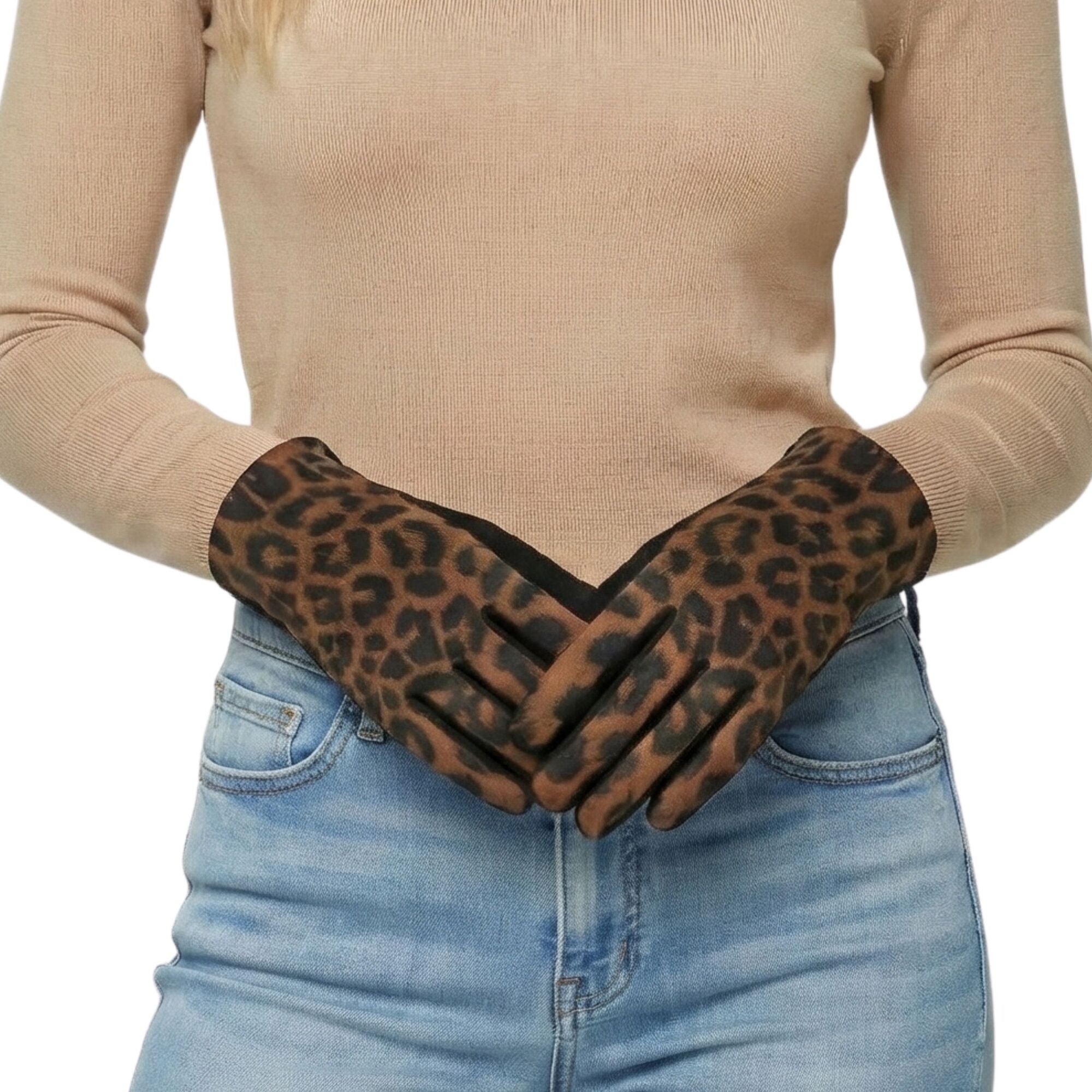 Gloves - Luxe Leopard Camel