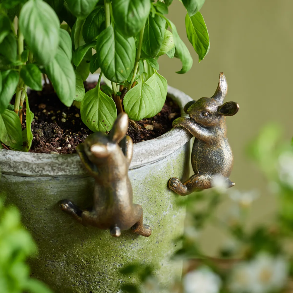 Pot Hanger Bunny Gold and Brown