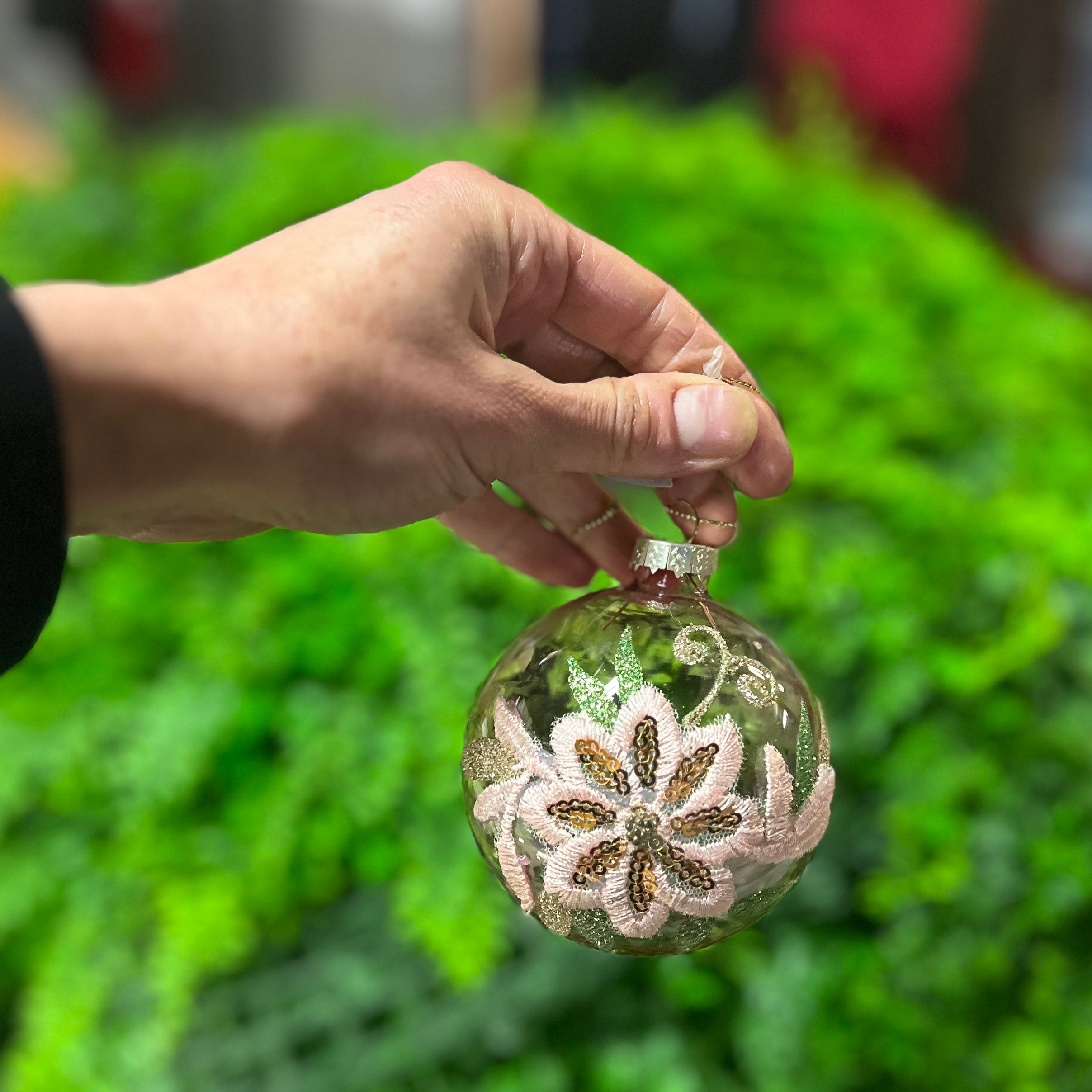 Glass Baubles - Pink Floral 2 sizes