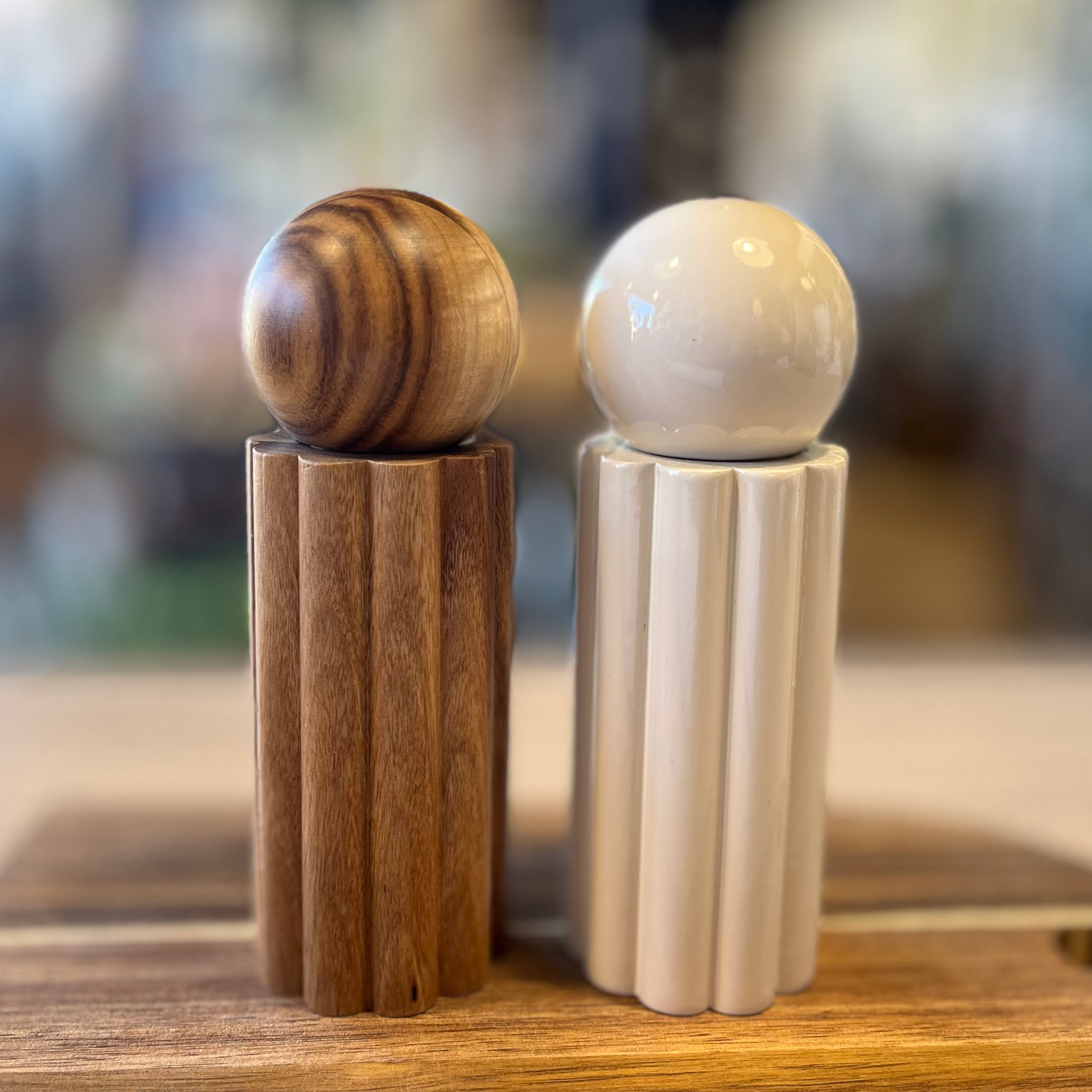 Wooden Salt & Pepper Grinder - Ivory or Natural