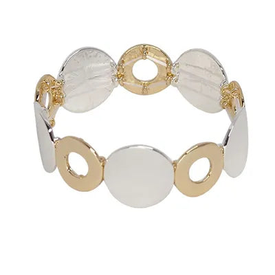 Bracelet - Multi Disc and Open Circle Silver/Gold