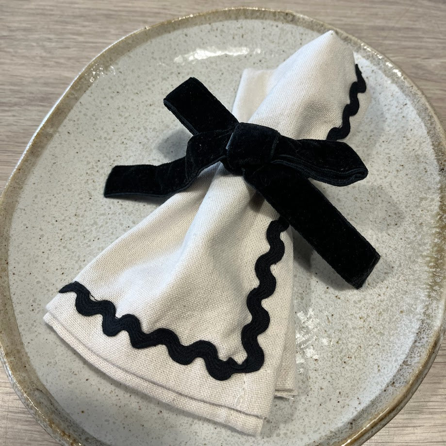 Napkin Ring Velvet Bow Black