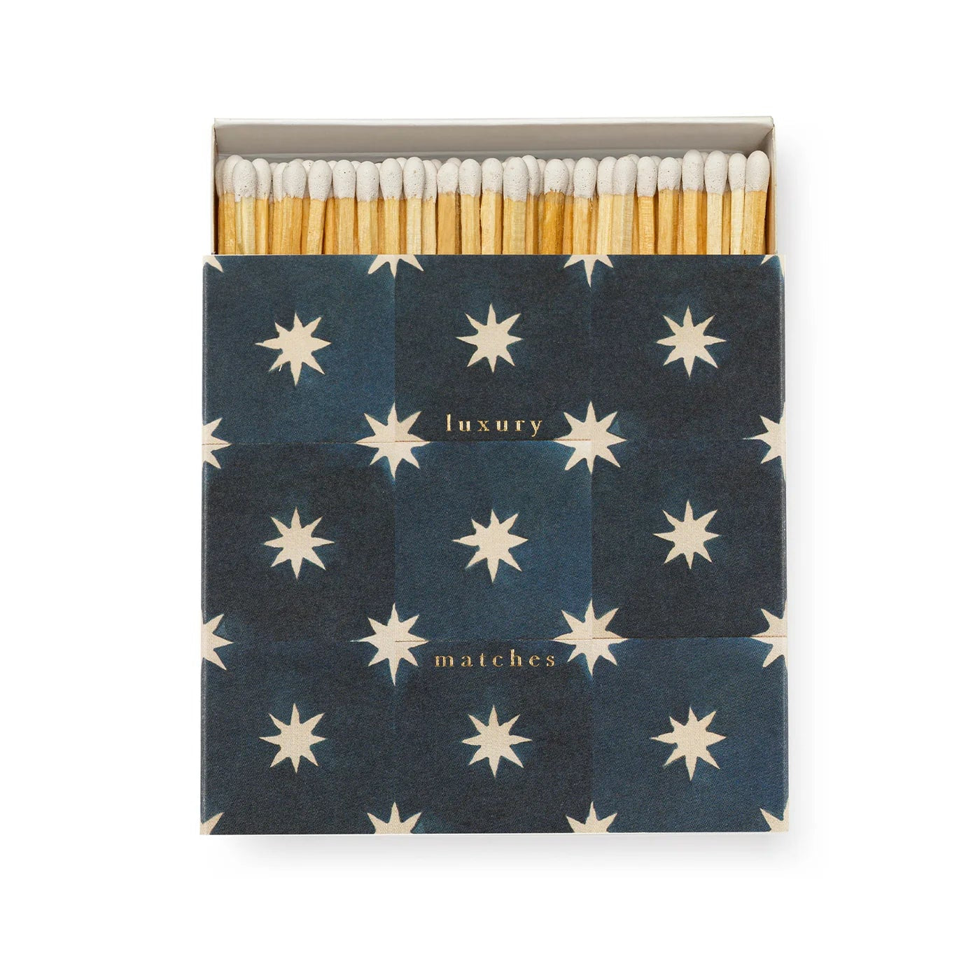Matches with star pattern on blue packaging
