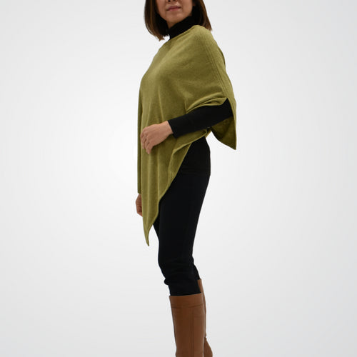 Poncho Olive Wool Acrylic Mix