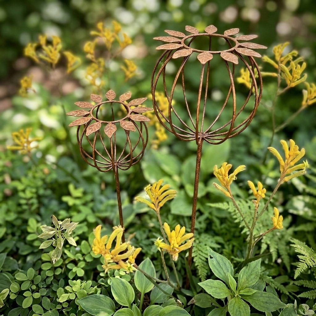 Poppy Head Stake Rusty