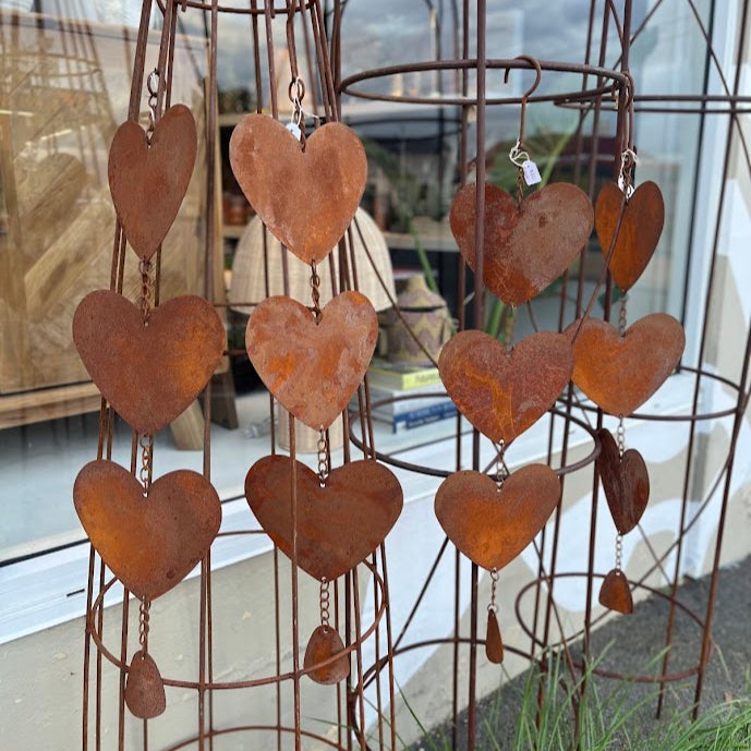 Rusty Hanging Chain of Hearts