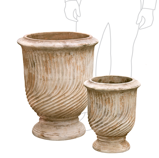Antique Terracotta French Swirl Pot - Available in 2 sizes