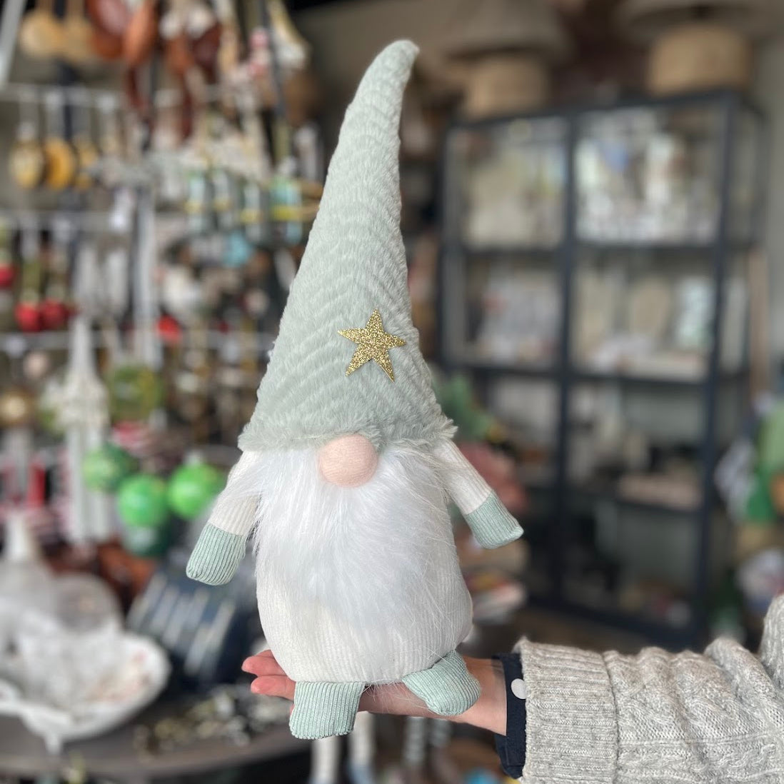 Christmas Gnome Sitting Mint Green 45cm