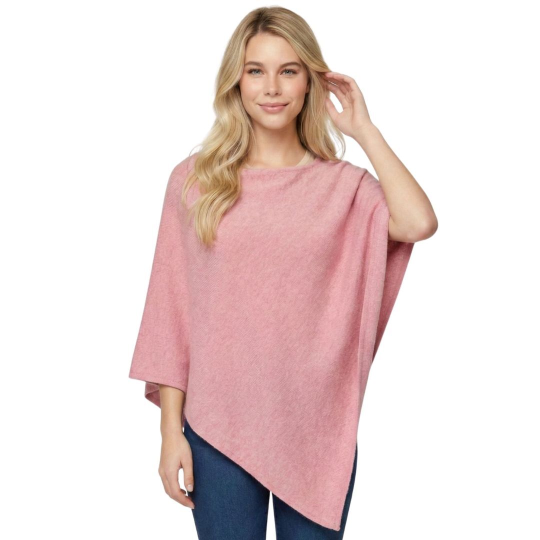 Poncho Blush Pink Wool Acrylic Mix