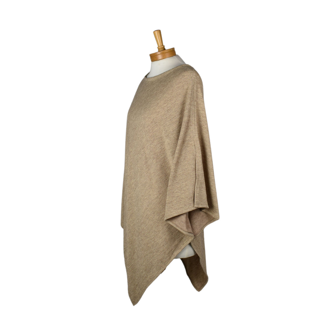 Poncho Oatmeal Wool Acrylic Mix