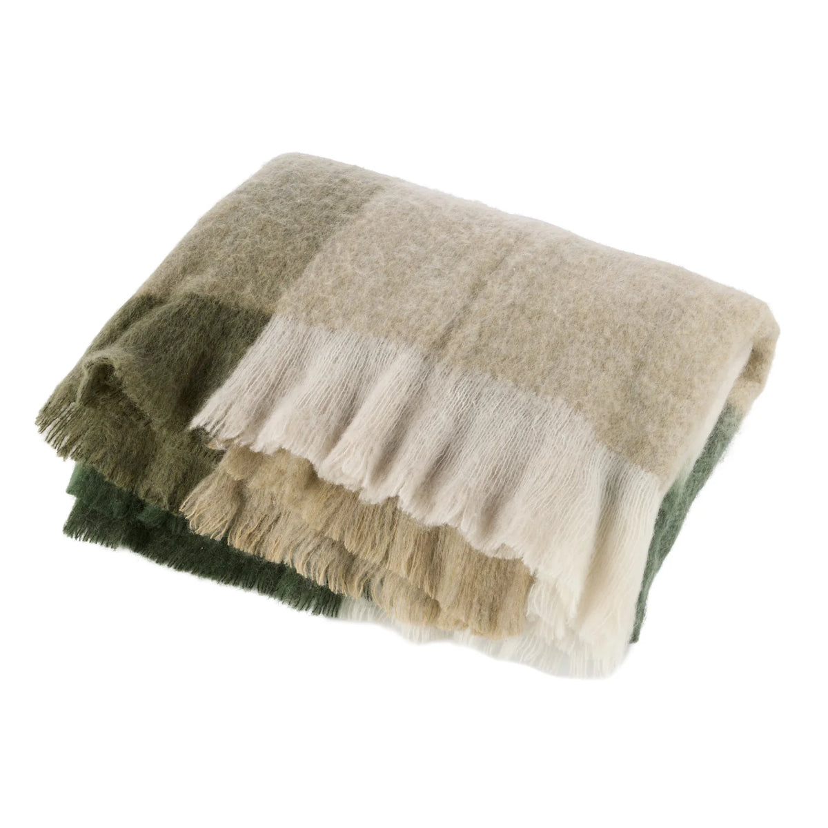 Throw - Wool Blend - Green/Grey/Dark Green