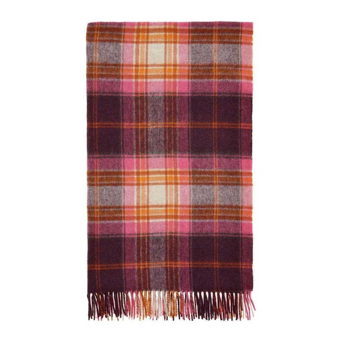 Throw-Wool-Check-Burgundy-Orange-Pink