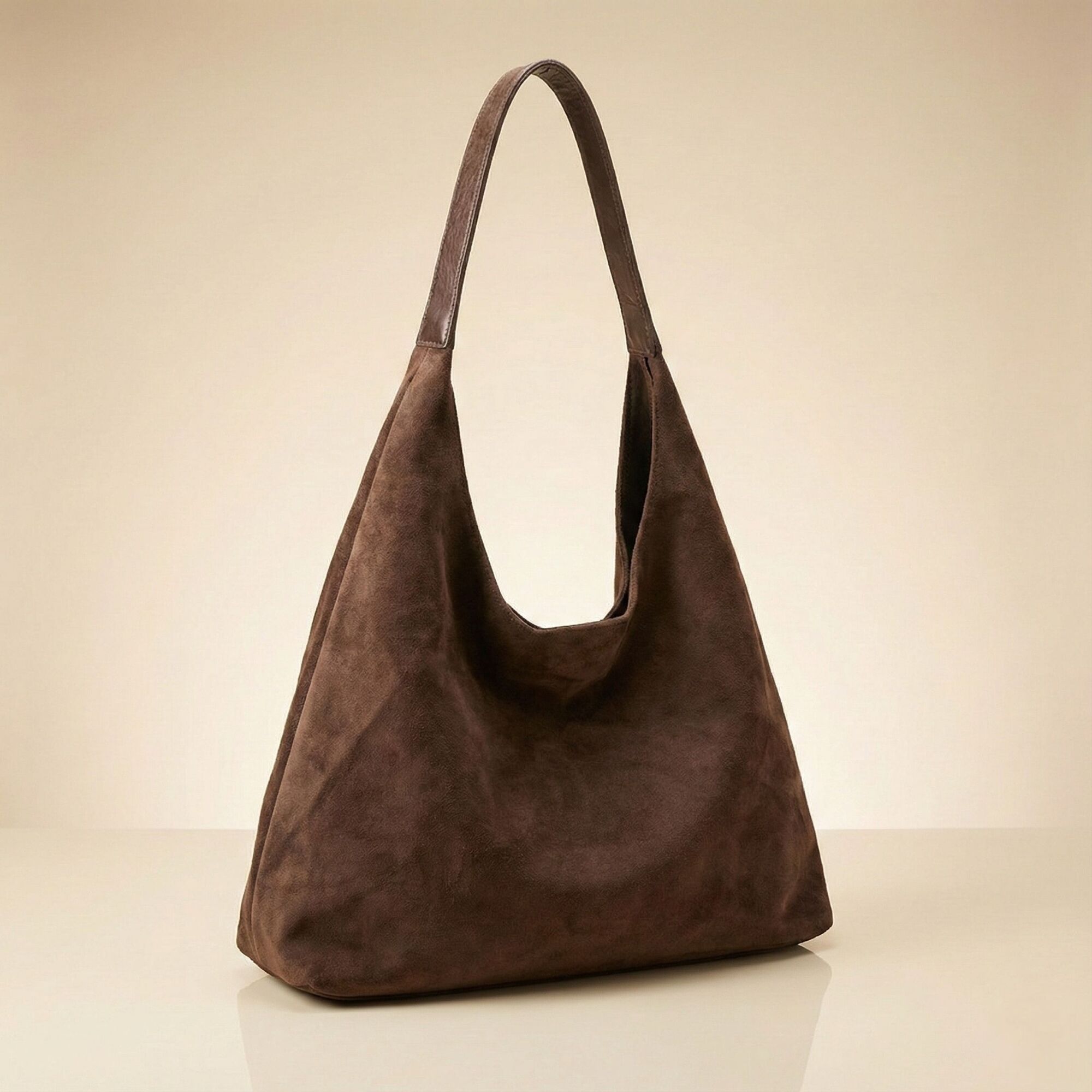 Tote Bag - Faux Suede - Brown