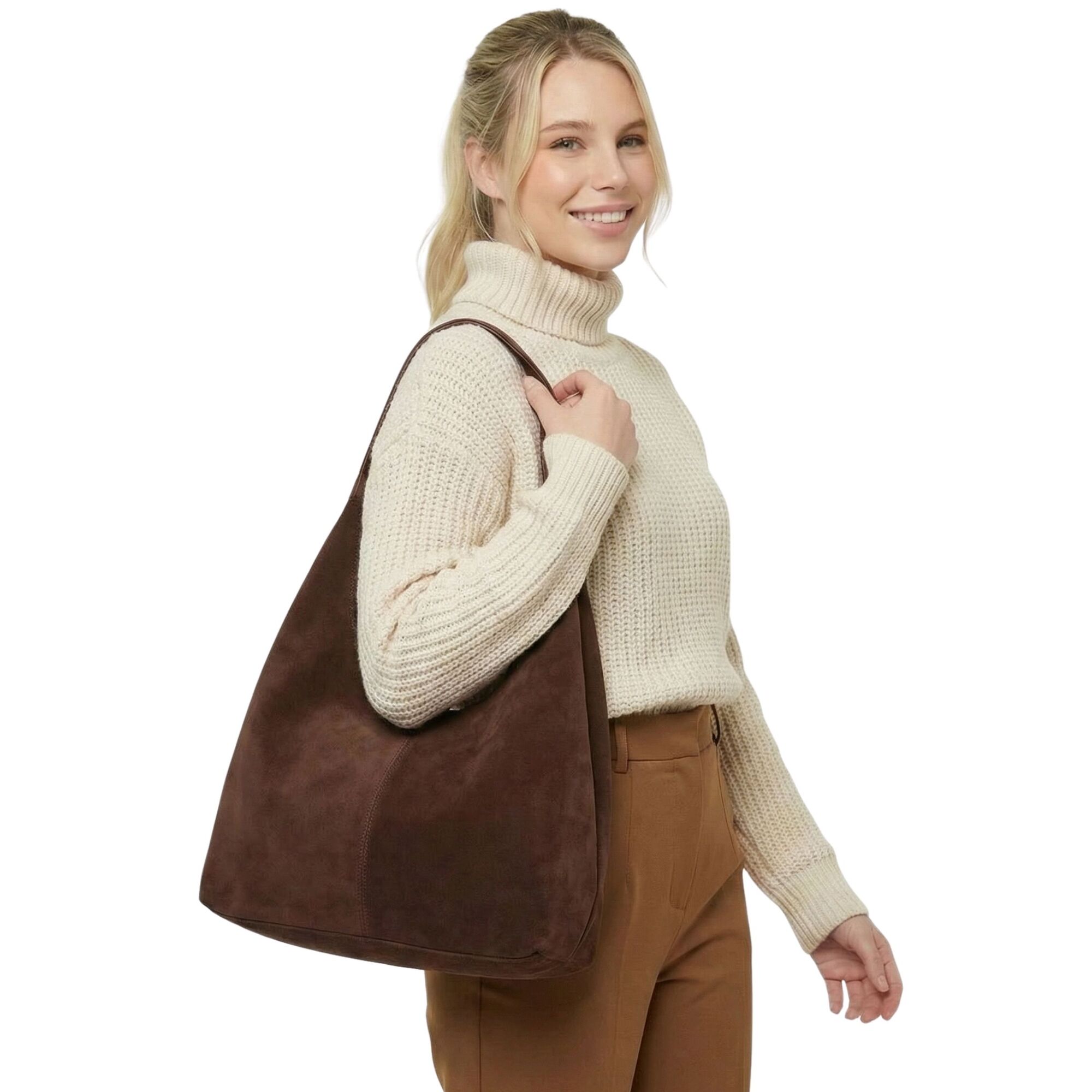 Tote Bag - Faux Suede - Brown