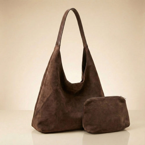 Tote Bag - Faux Suede - Brown