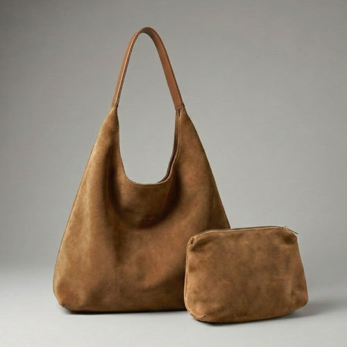 Tote Bag - Faux Suede - Camel