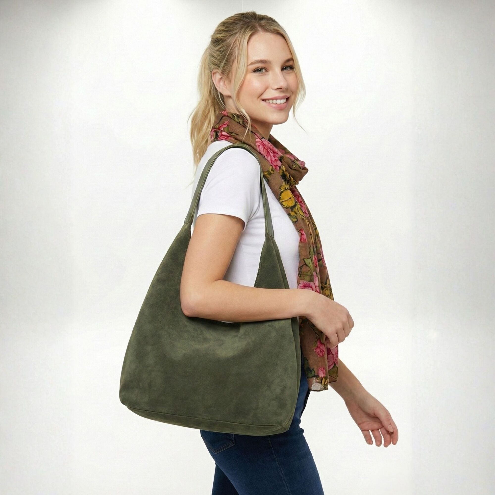 Tote Bag - Faux Suede - Green