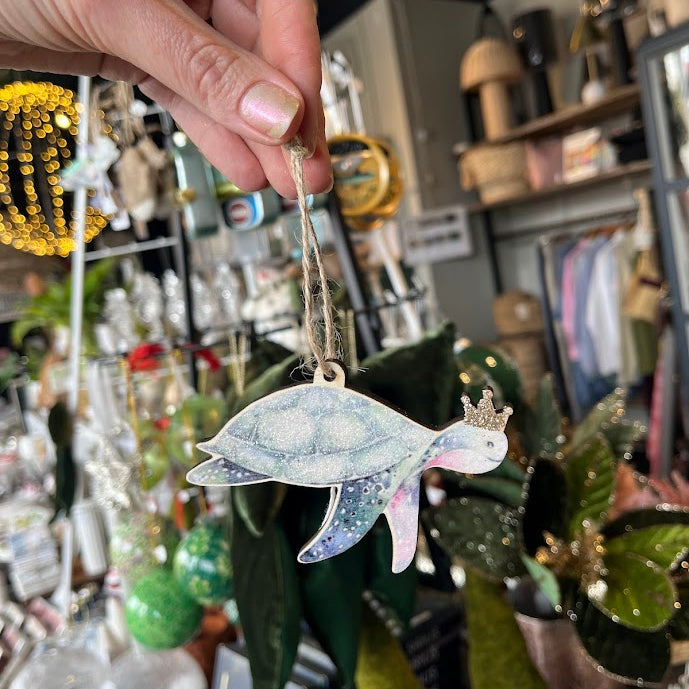 Turtle Glitter Crown Hanging Decoration