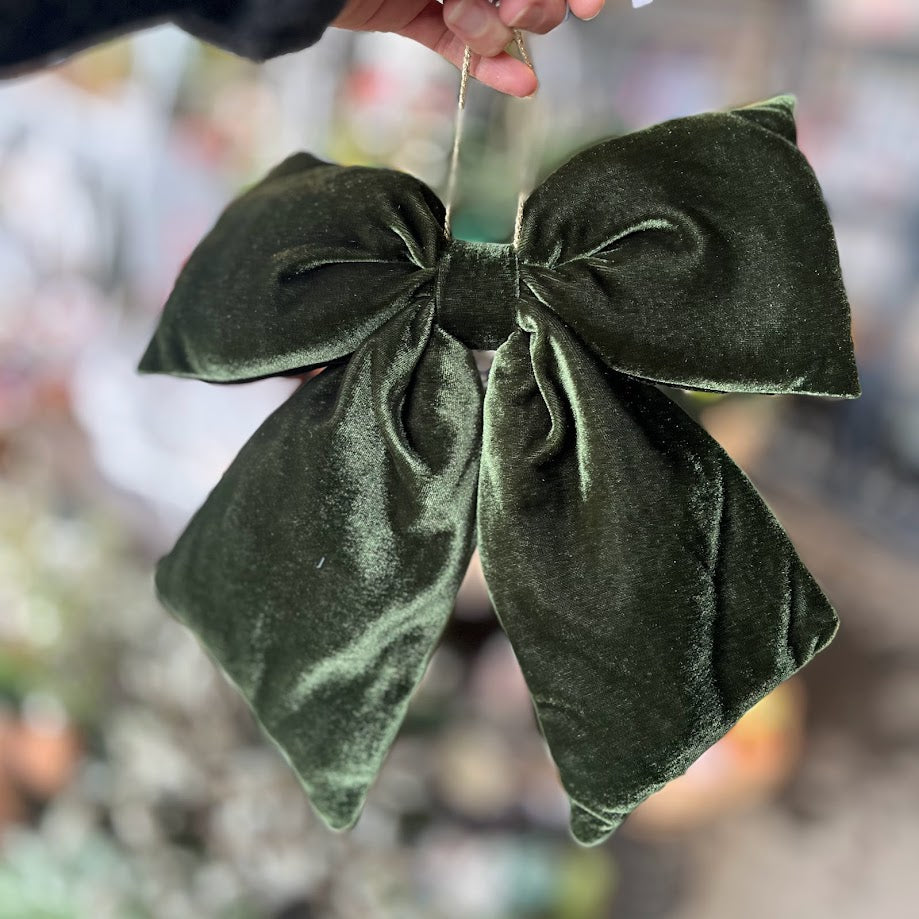 Hanging Bow Velvet Large Forest Green