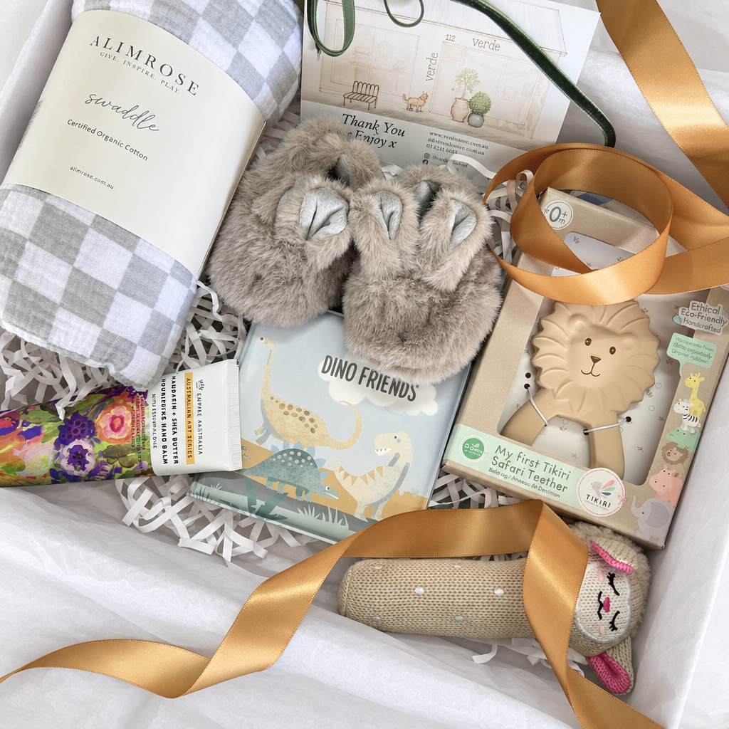 Welcome Little One baby gift hamper in gender neutral wrapping