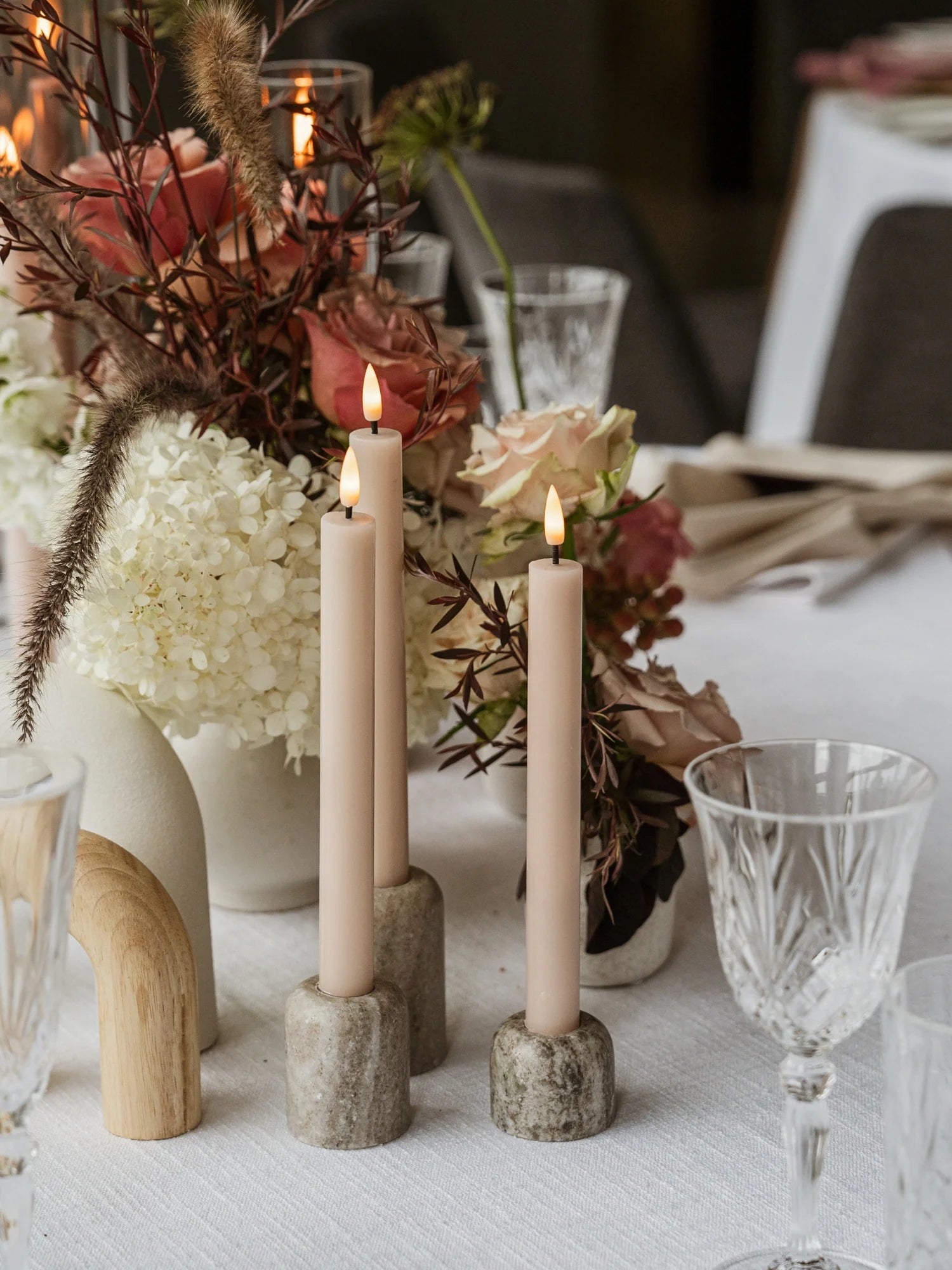 Flickering Dinner LED Candle - Set of 2 - Various Colours